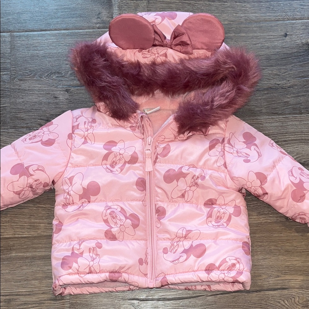 Disney Pink Minnie Mouse Puffer coat size 12mo